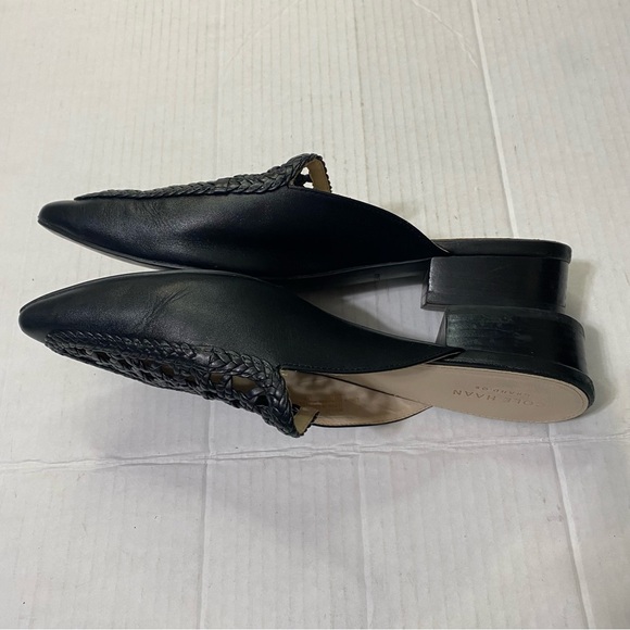 Cole Haan Grand OS Payson Woven Leather Mules Black Slip On Size 8B - Picture 7 of 10